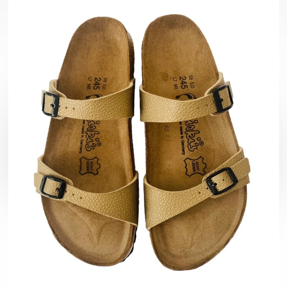 Birki’s by Birkenstock Tahiti Soft Double-Strap Buckle Sandals Women Sz 7 Bronze